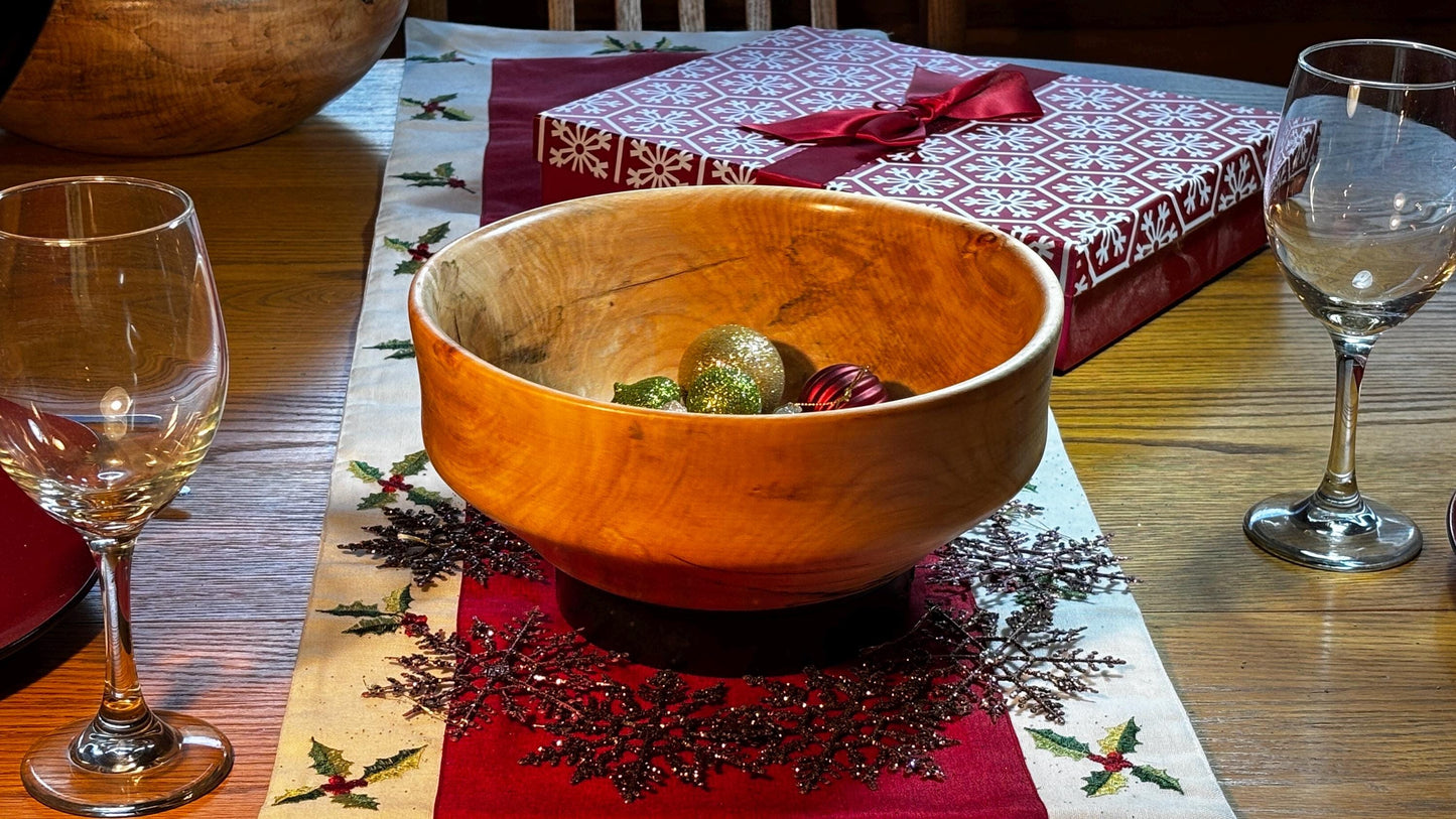 Handmade 10” x 3.5” Highly Figured Maple Salad/Decor Bowl.