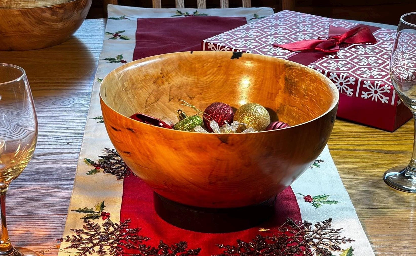 Handmade 10.5” x 4.5” Highly Figured Maple Bowl.