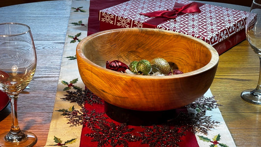 11'' Maple Serving Bowl with Epoxy Inlays.