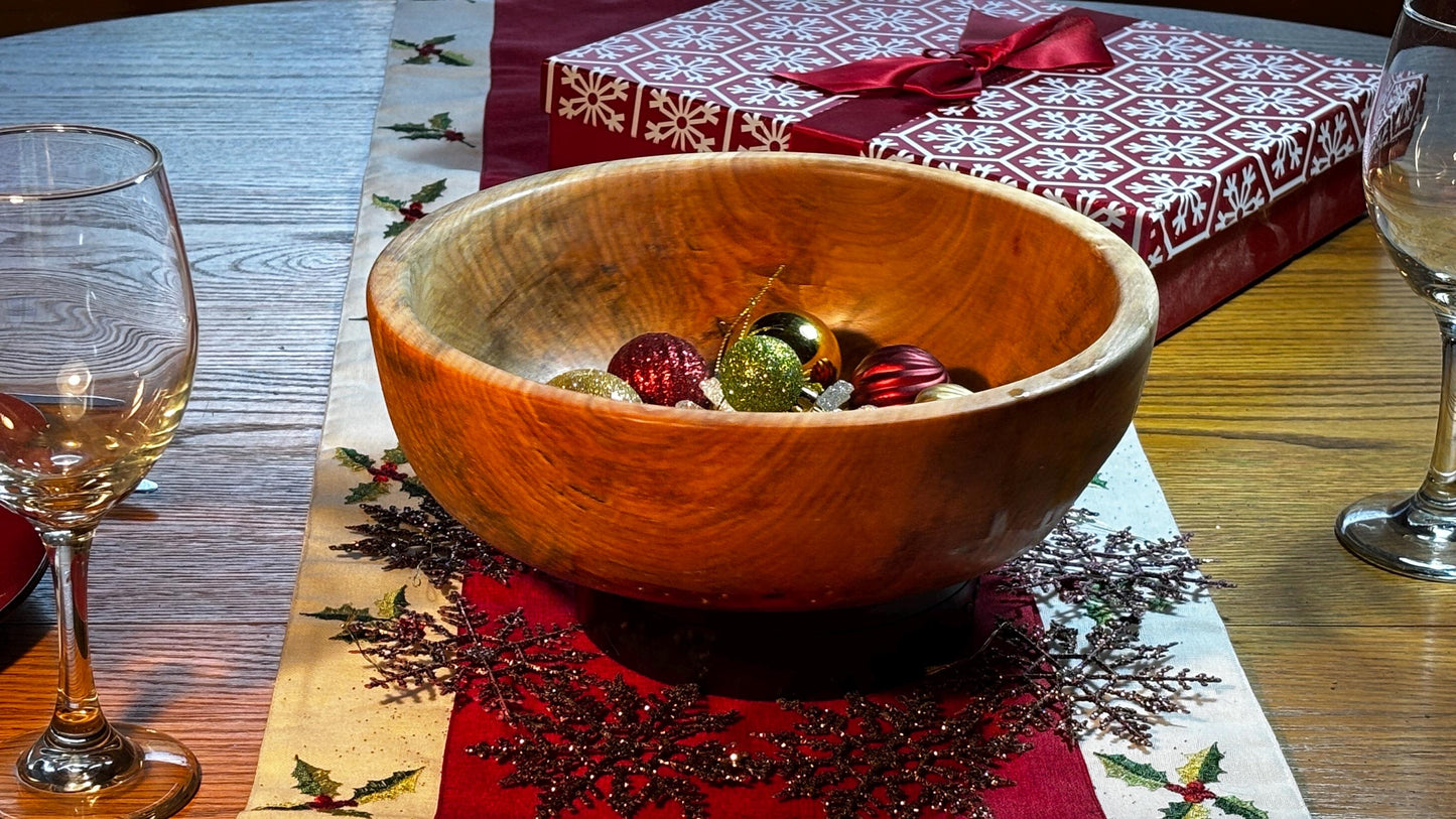 11'' Maple Serving Bowl with Epoxy Inlays.