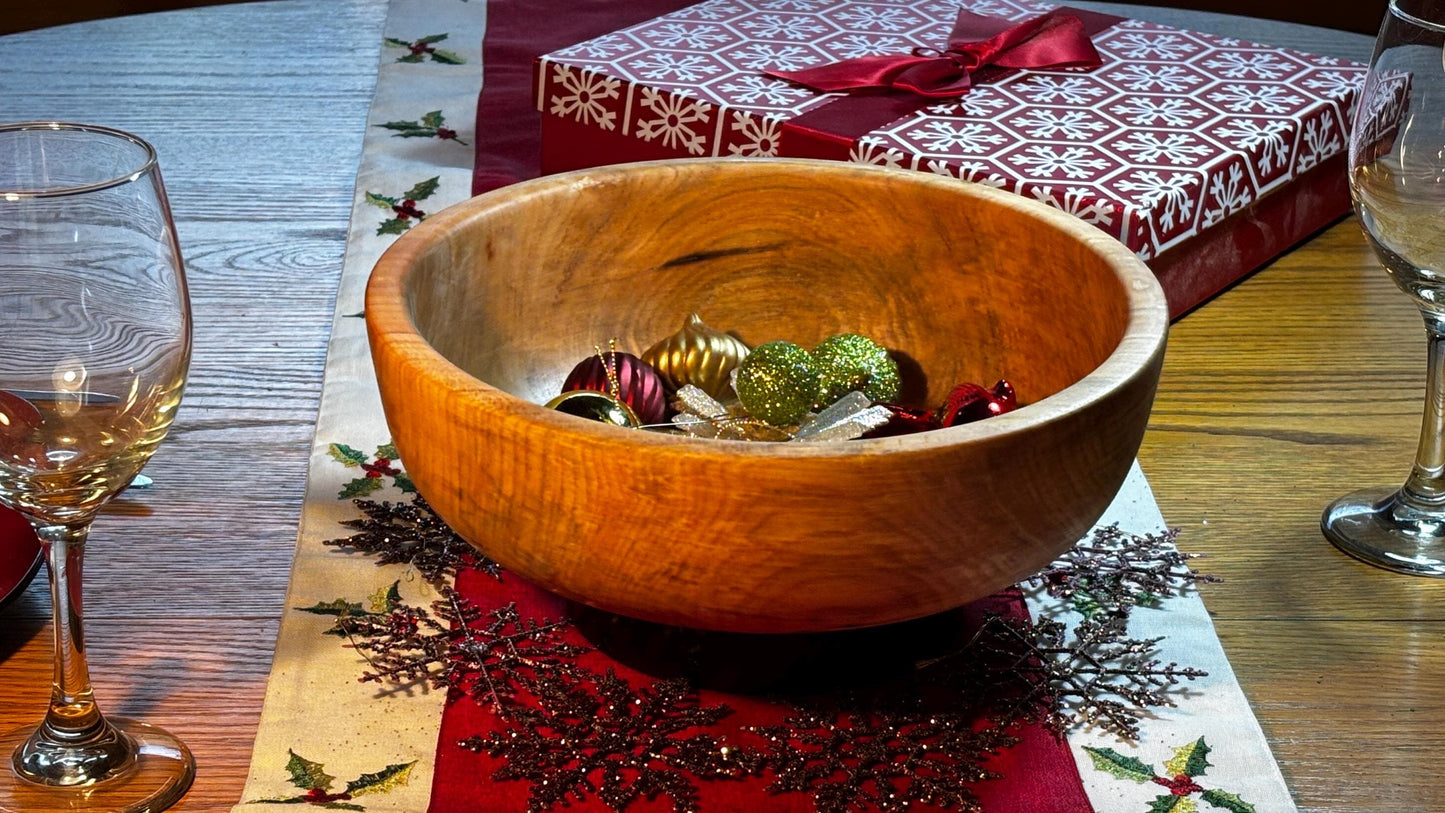 11'' Maple Serving Bowl with Epoxy Inlays.