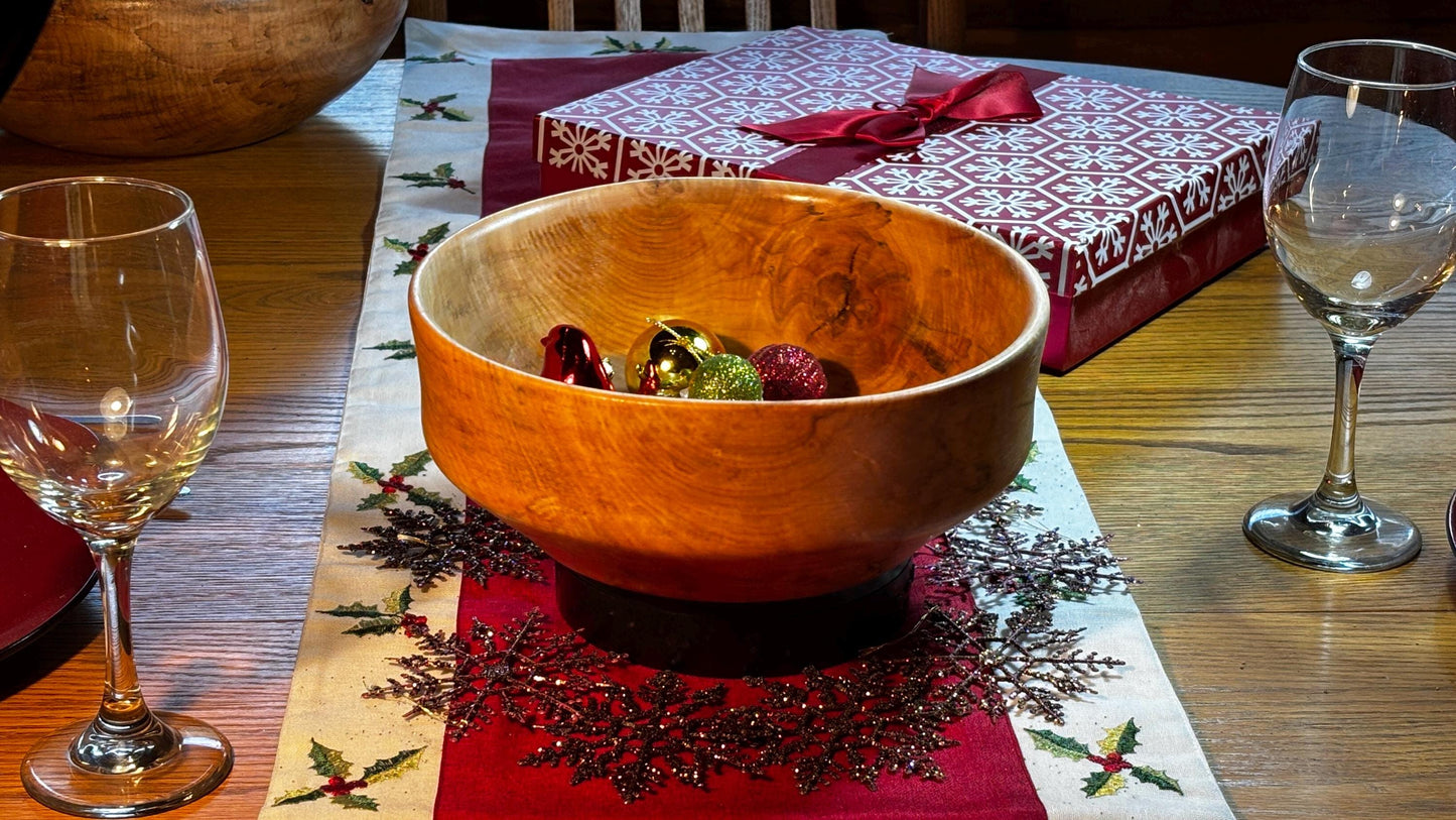 Handmade 10” x 3.5” Highly Figured Maple Salad/Decor Bowl.