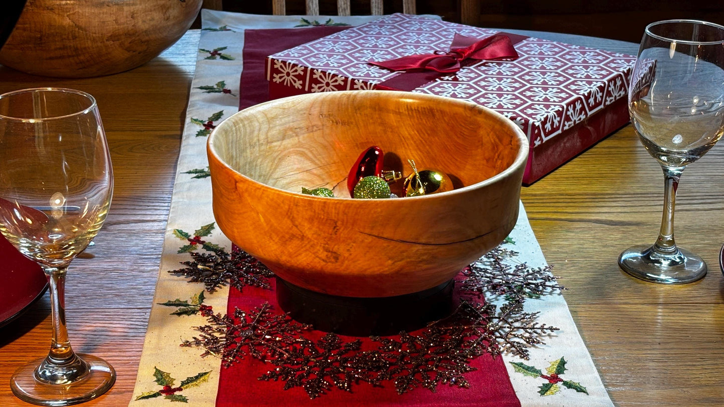 Handmade 10” x 3.5” Highly Figured Maple Salad/Decor Bowl.