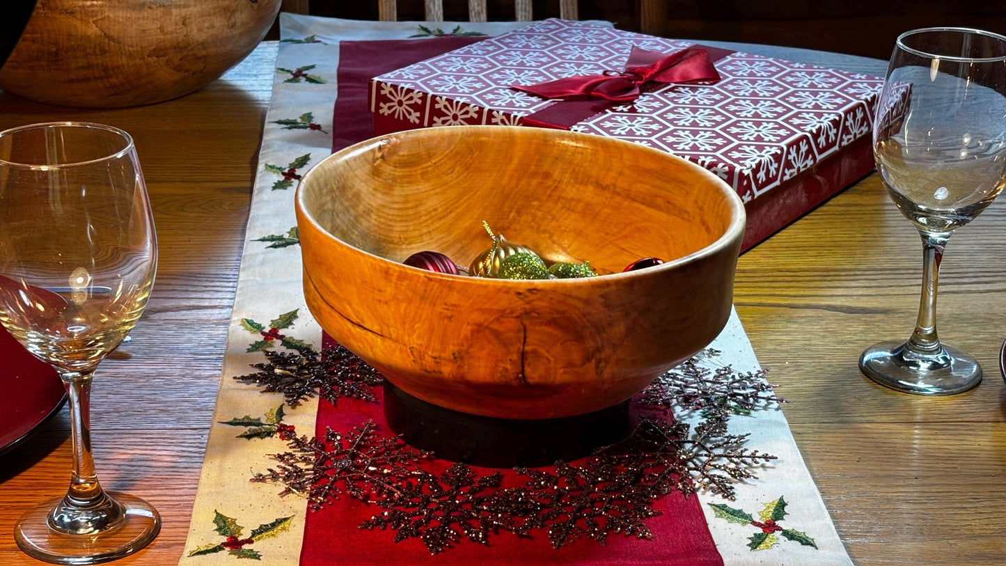 Handmade 10” x 3.5” Highly Figured Maple Salad/Decor Bowl.