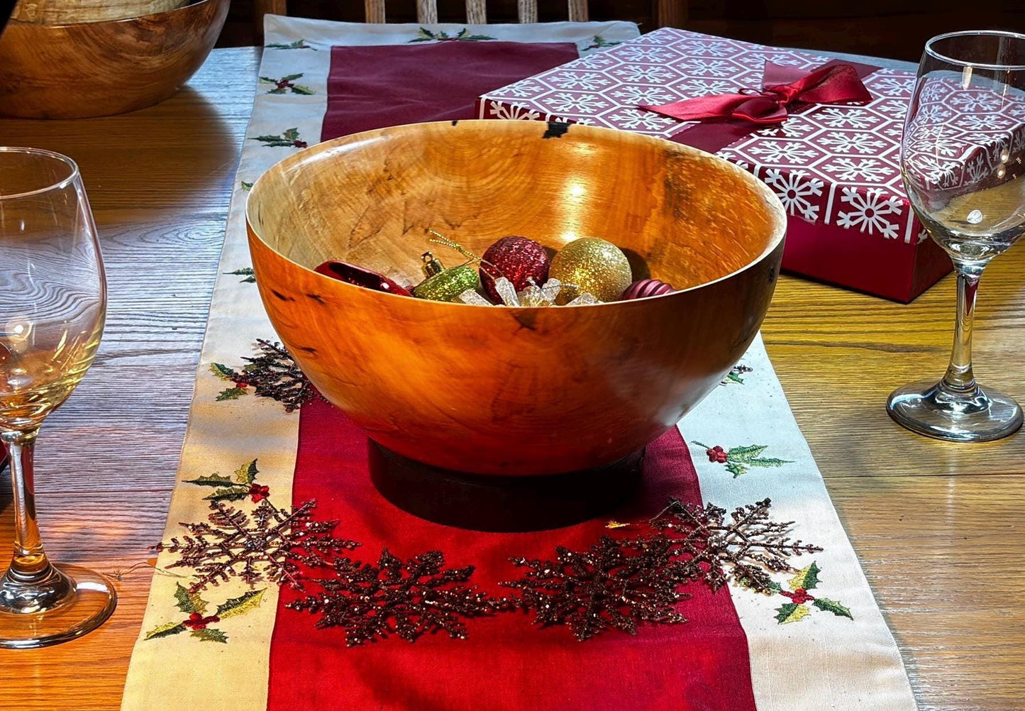 Handmade 10.5” x 4.5” Highly Figured Maple Bowl.