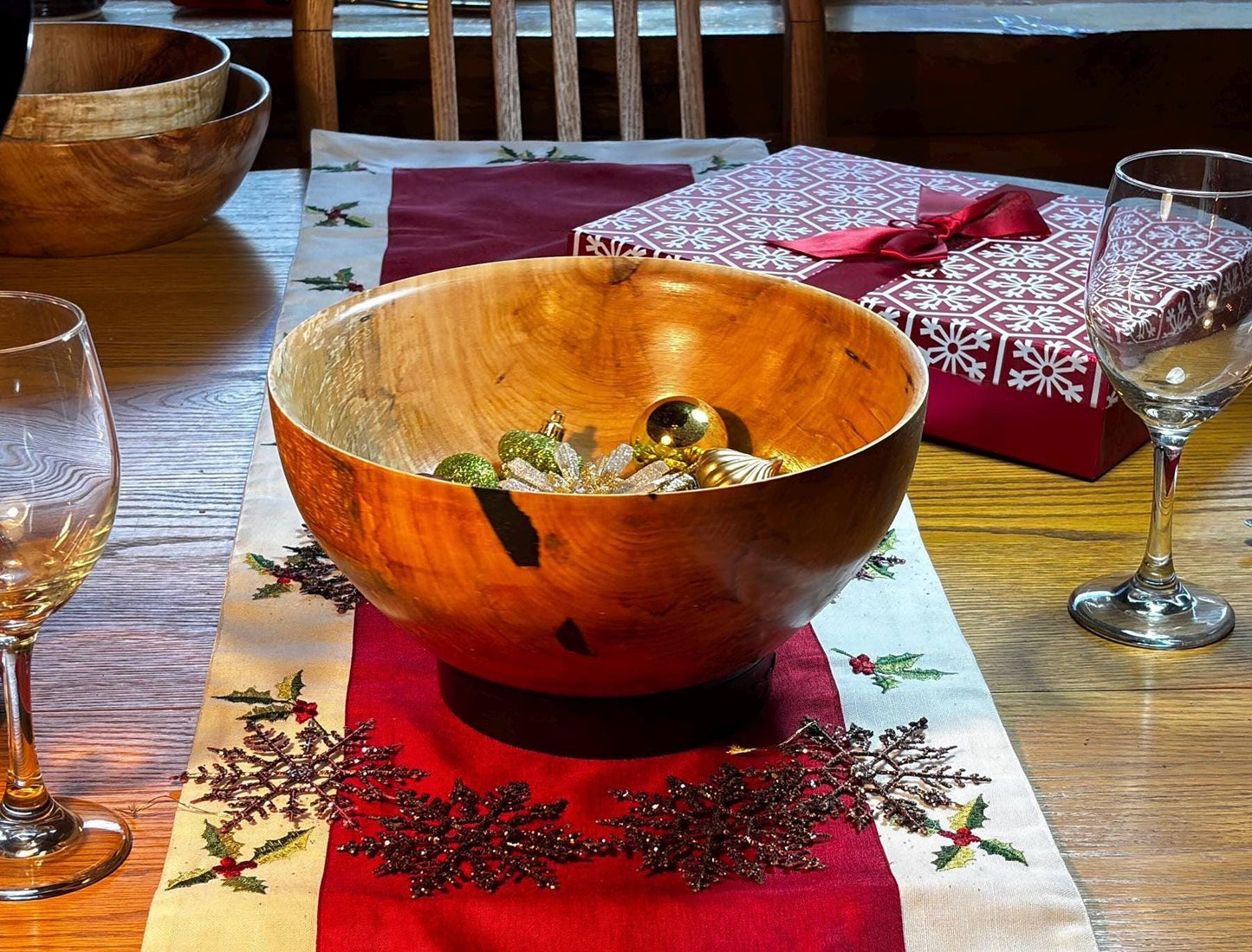 Handmade 10.5” x 4.5” Highly Figured Maple Bowl.