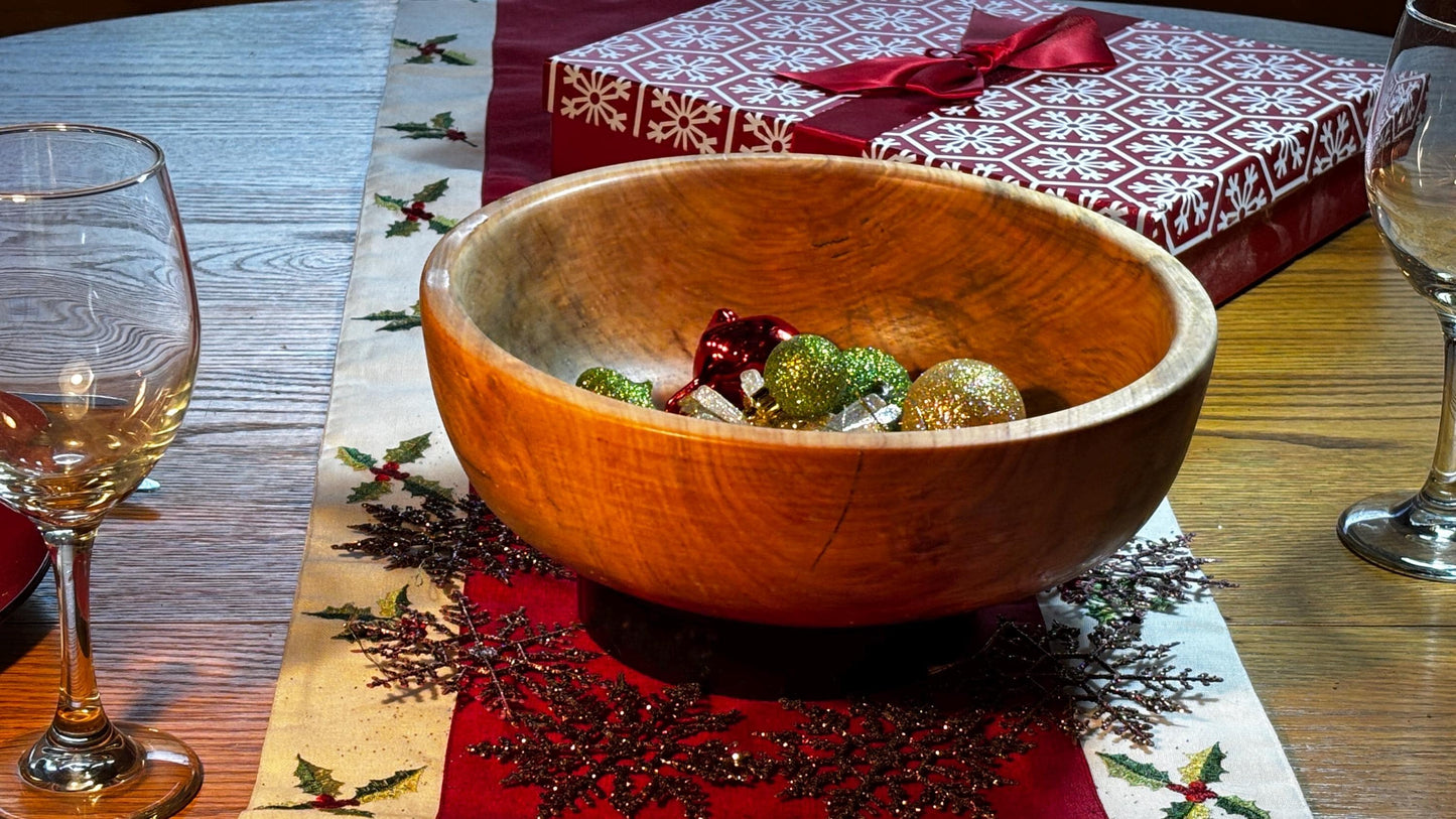 11'' Maple Serving Bowl with Epoxy Inlays.