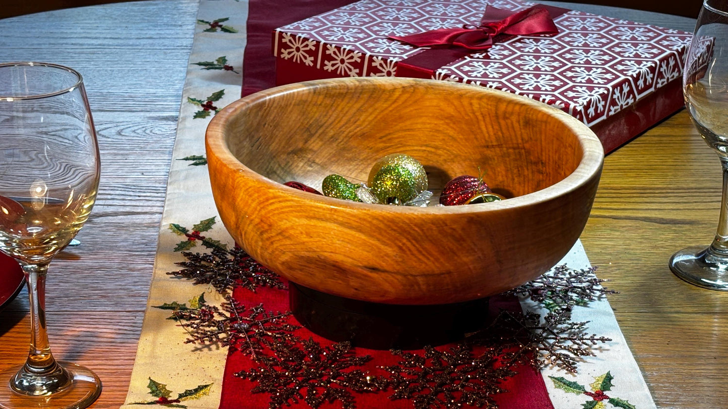 11'' Maple Serving Bowl with Epoxy Inlays.